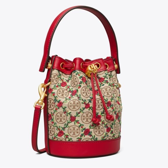 Tory Burch Handbags - 🔥NeW! $498 Tory Burch T Monogram Mini Embroidered Bucket Bag 87062